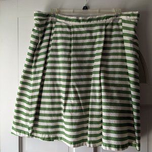 Modcloth Dusk and Stunner green and white striped midi skirt with pockets 3X